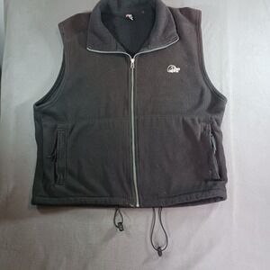 Lowe Alpine Men's Black Fleece Vest Full Zip Stand-Up Collar Size L